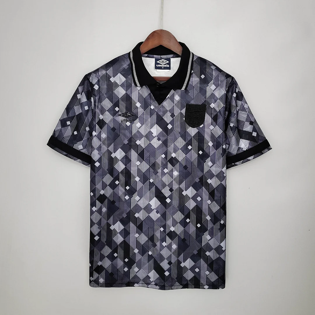 1990 Retro England Blackout Special Edition Black Soccer Jersey — main view