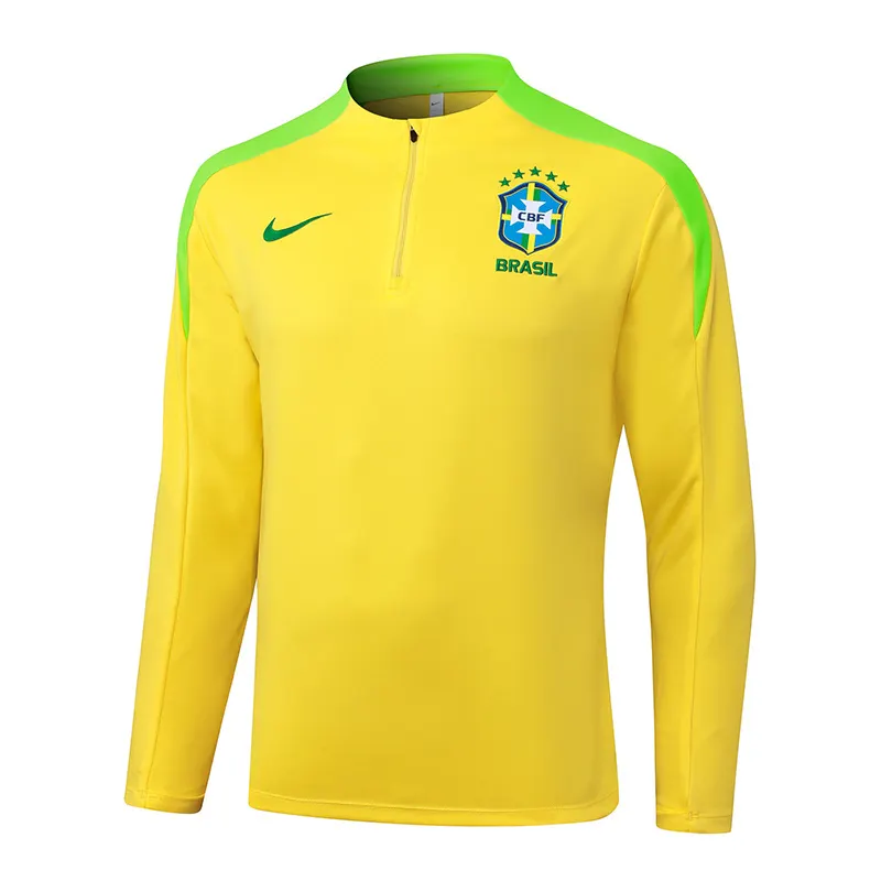 2025/2026 Brazil Half-Pull Training Suit Yellow Jersey Set — view 3