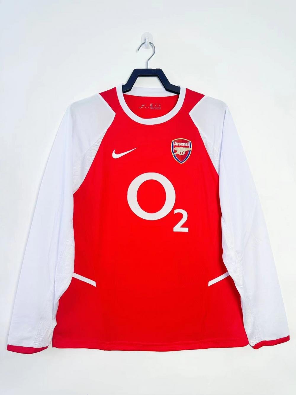 2002/2004 레트로 롱슬리브 아스널 홈 축구 셔츠 태국 퀄리티