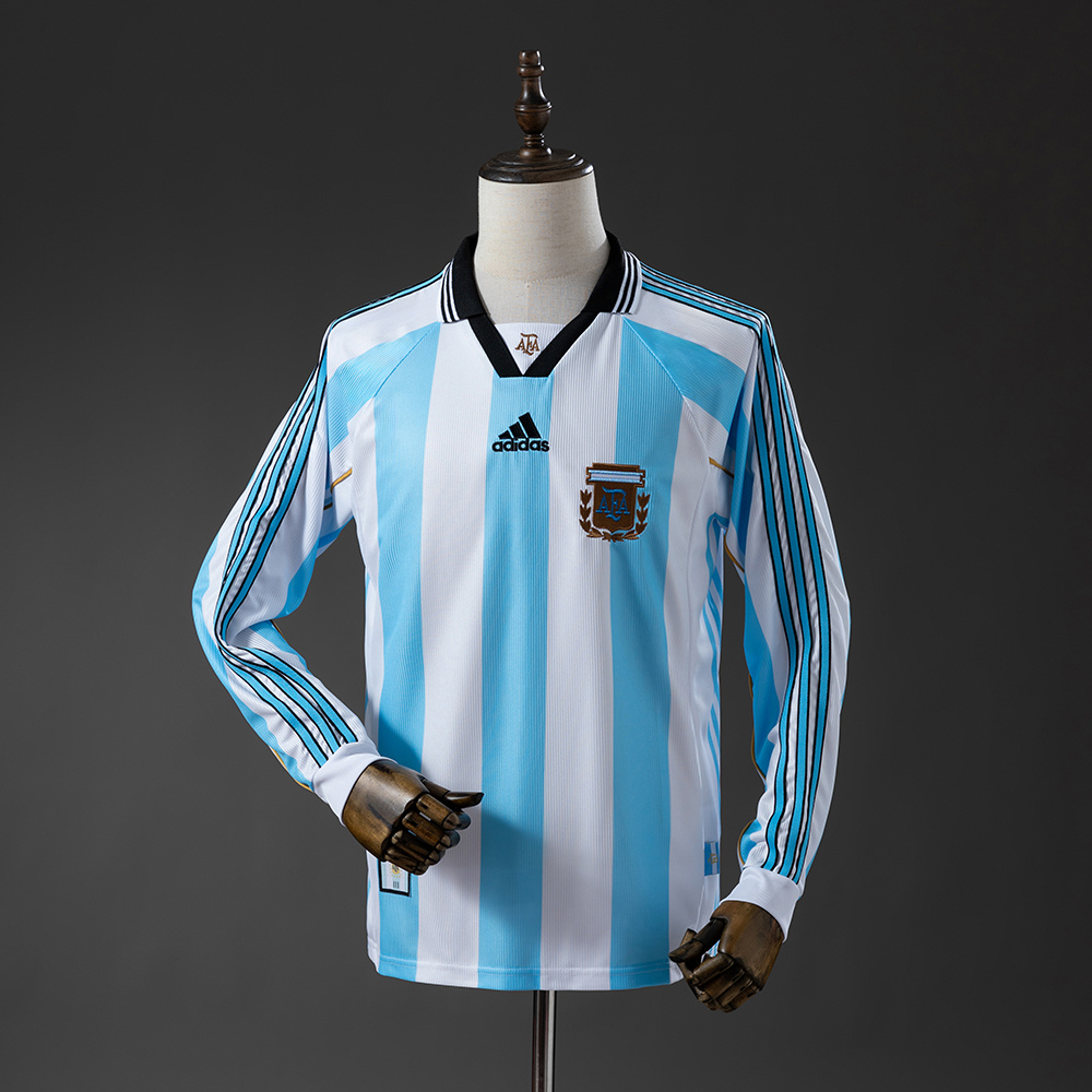 Camiseta Retro 1998 Manga Larga Argentina Local AAA calidad fan