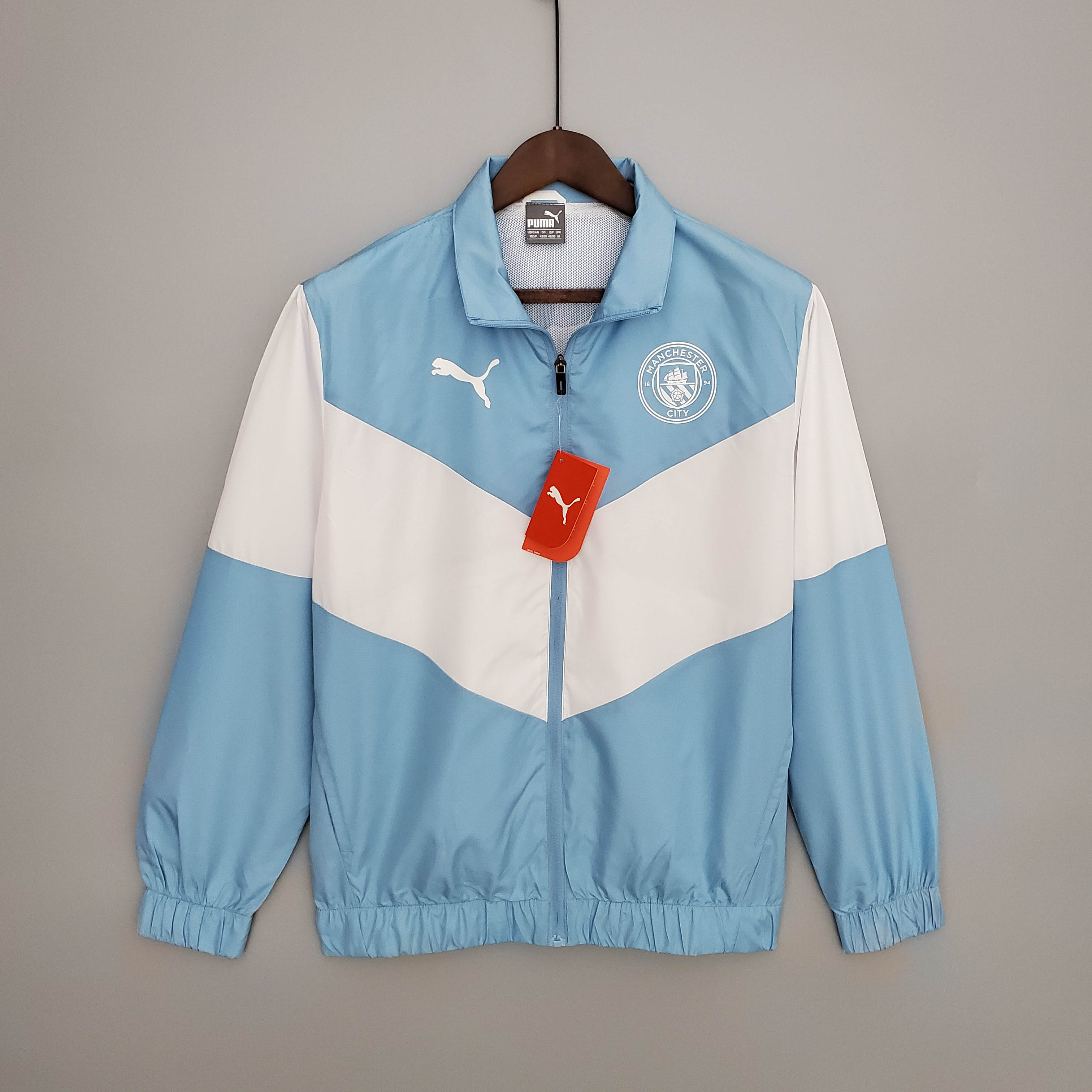 2021/2022 Manchester City Jersey Windbreaker Blue And White — main view
