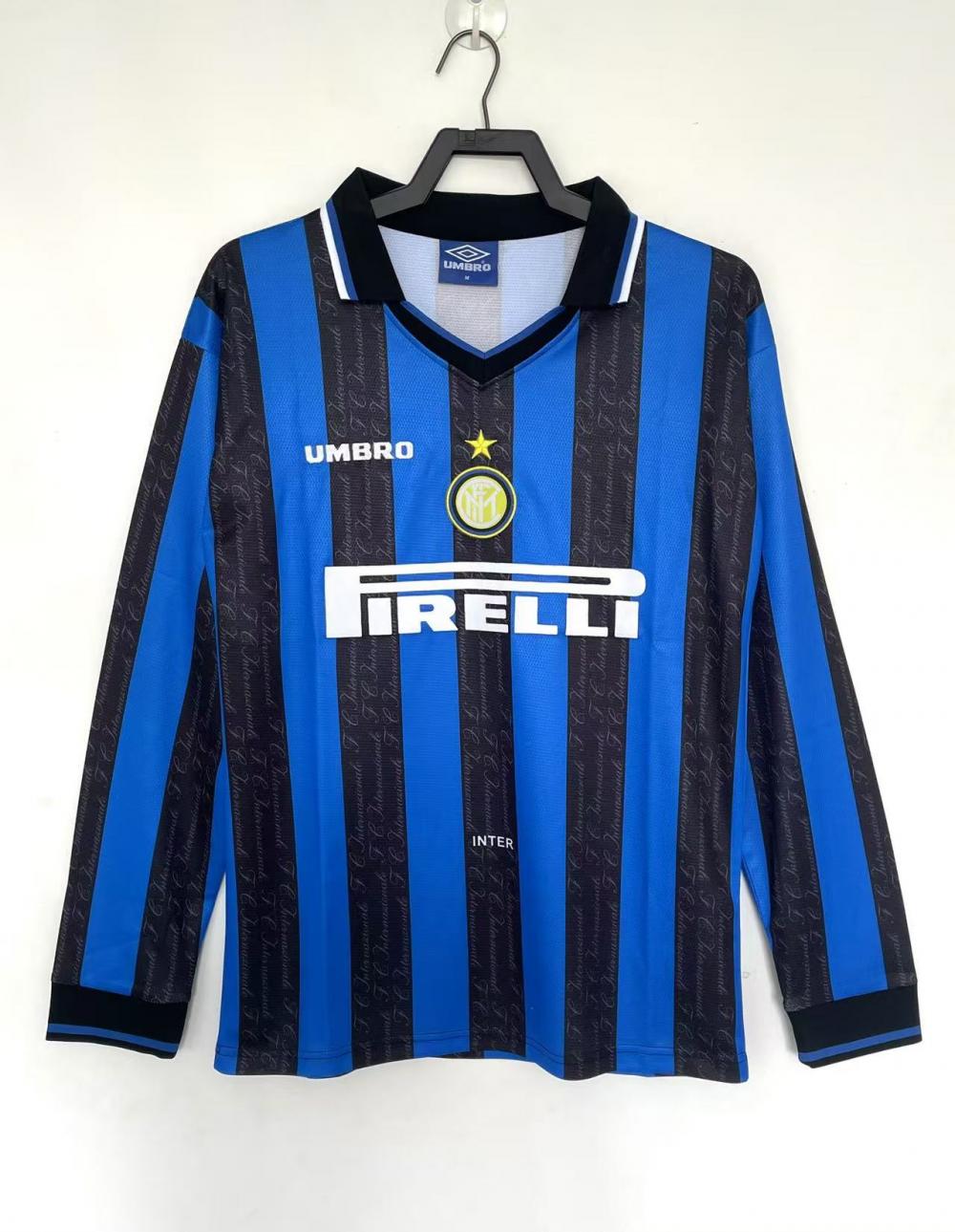 1997/1998 Retro Long Sleeve Internazionale Milan Home Football Jersey AAA fan-grade