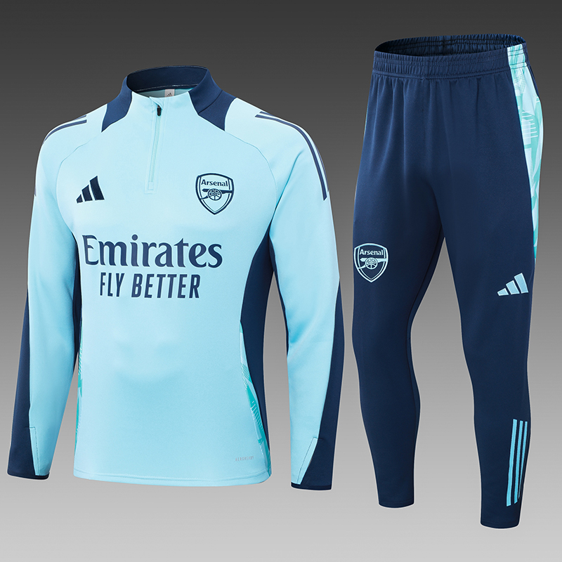 2024/2025 Arsenal Half-Pull Training Suit Baby Blue Football Shirt AAA fan-grade Set