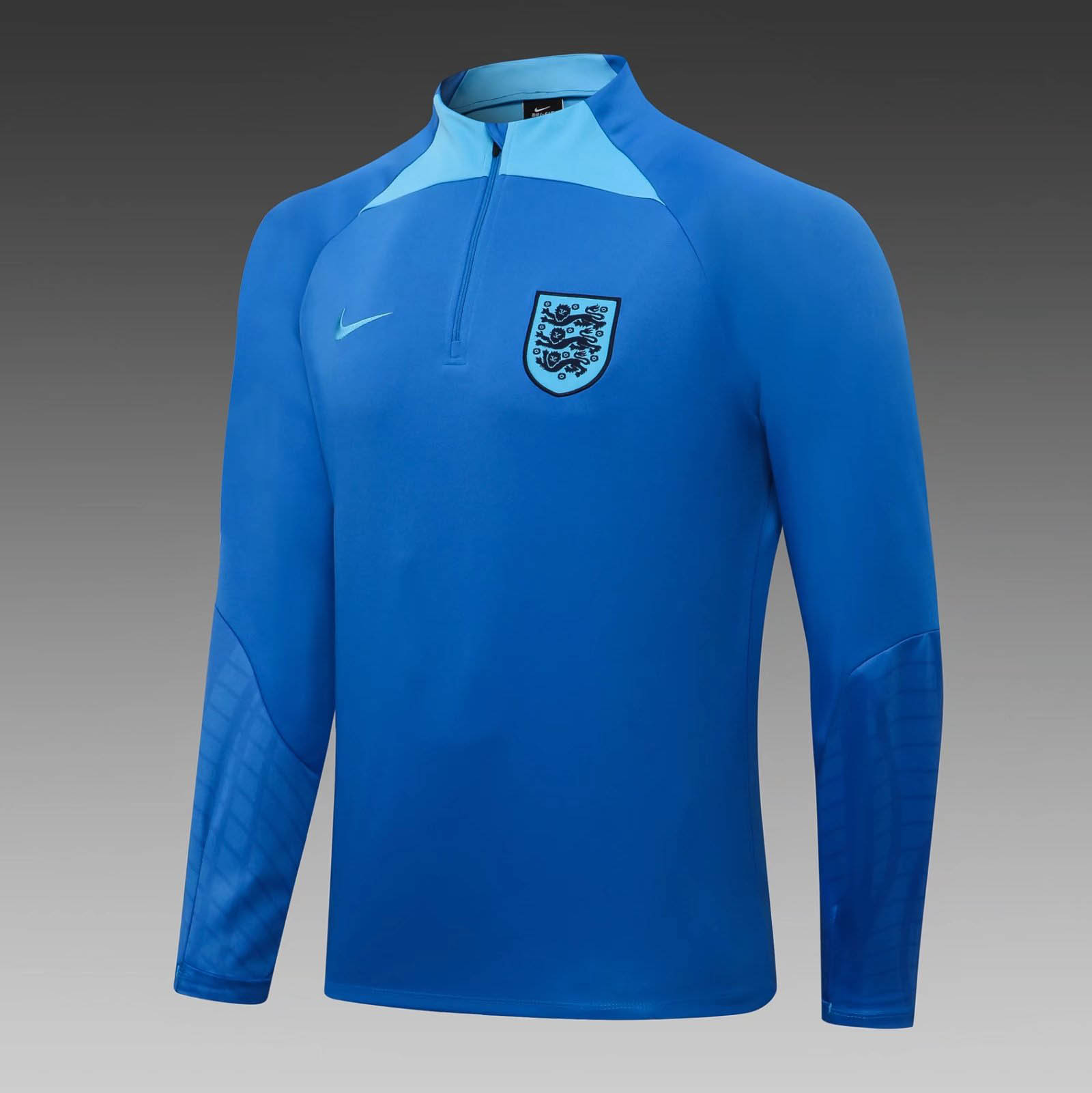 Ensemble de survêtement mi-fermeture Angleterre 2022 Bleu Maillot de foot — view 3