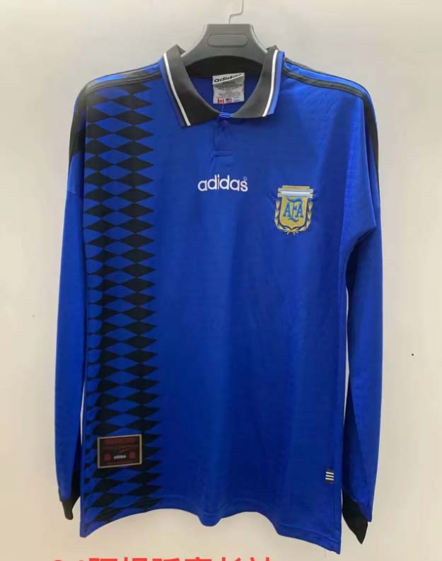 Camiseta de Fútbol Visitante Retro de Manga Larga Argentina 1994 Calidad Tailandesa 1:1