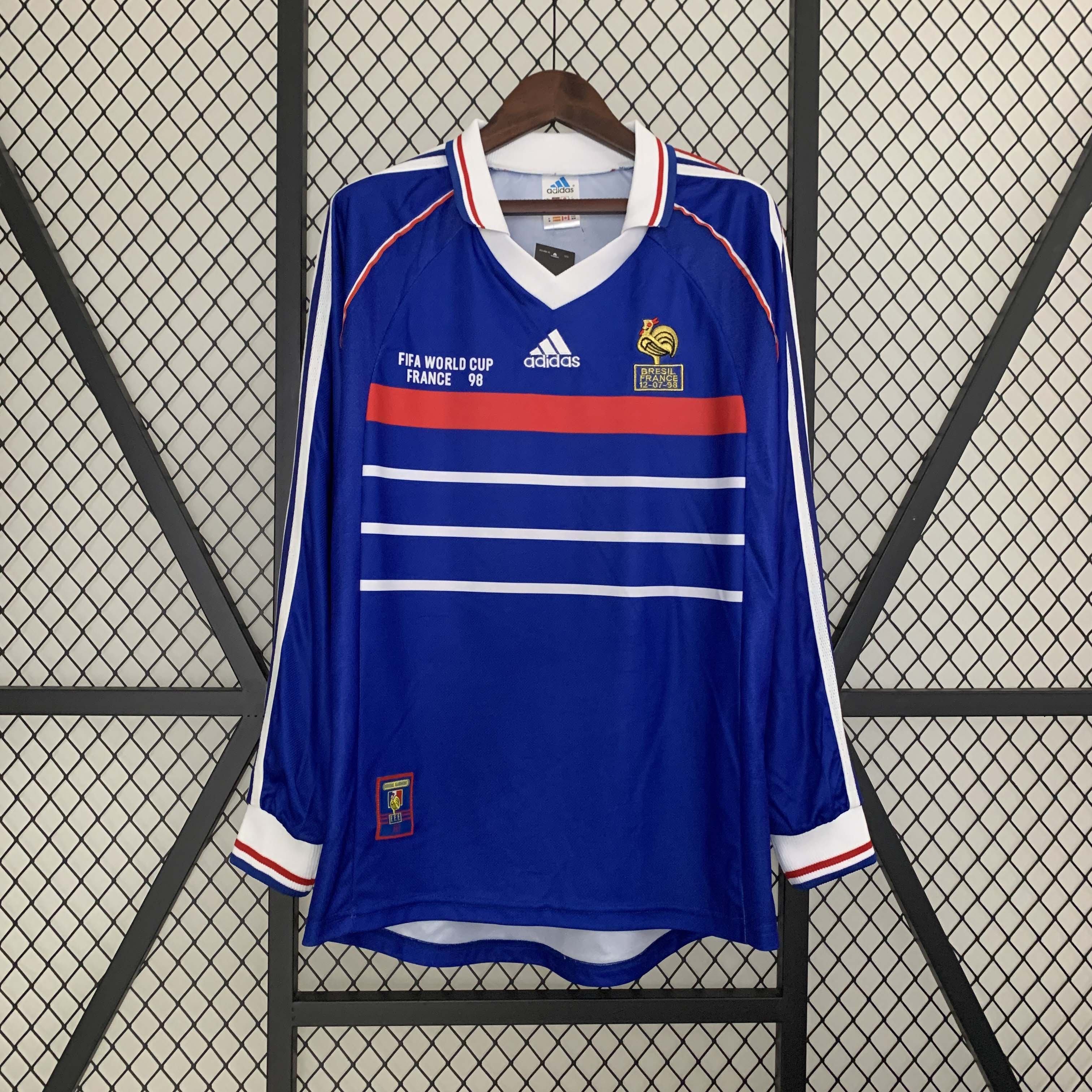 Camiseta de Fútbol Retro Manga Larga Francia Local 1998 1:1 Calidad Tailandesa