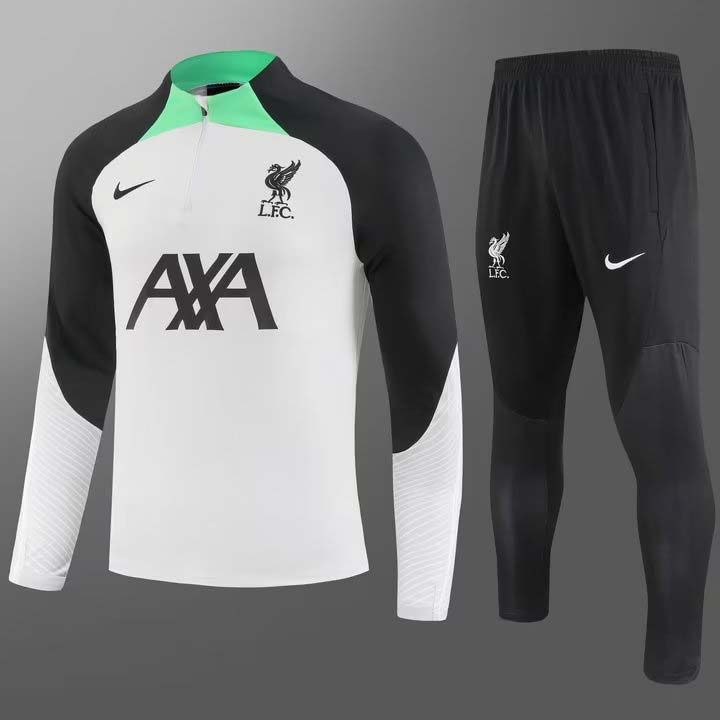 2023/2024 Liverpool Half-Pull Training Suit Gray-white Jersey AAA fan-grade Set