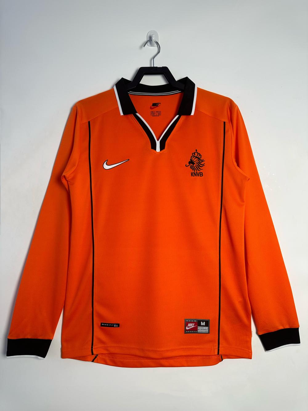 Maillot Domicile Rétro Pays-Bas 1998 Manches Longues Qualité Thaï