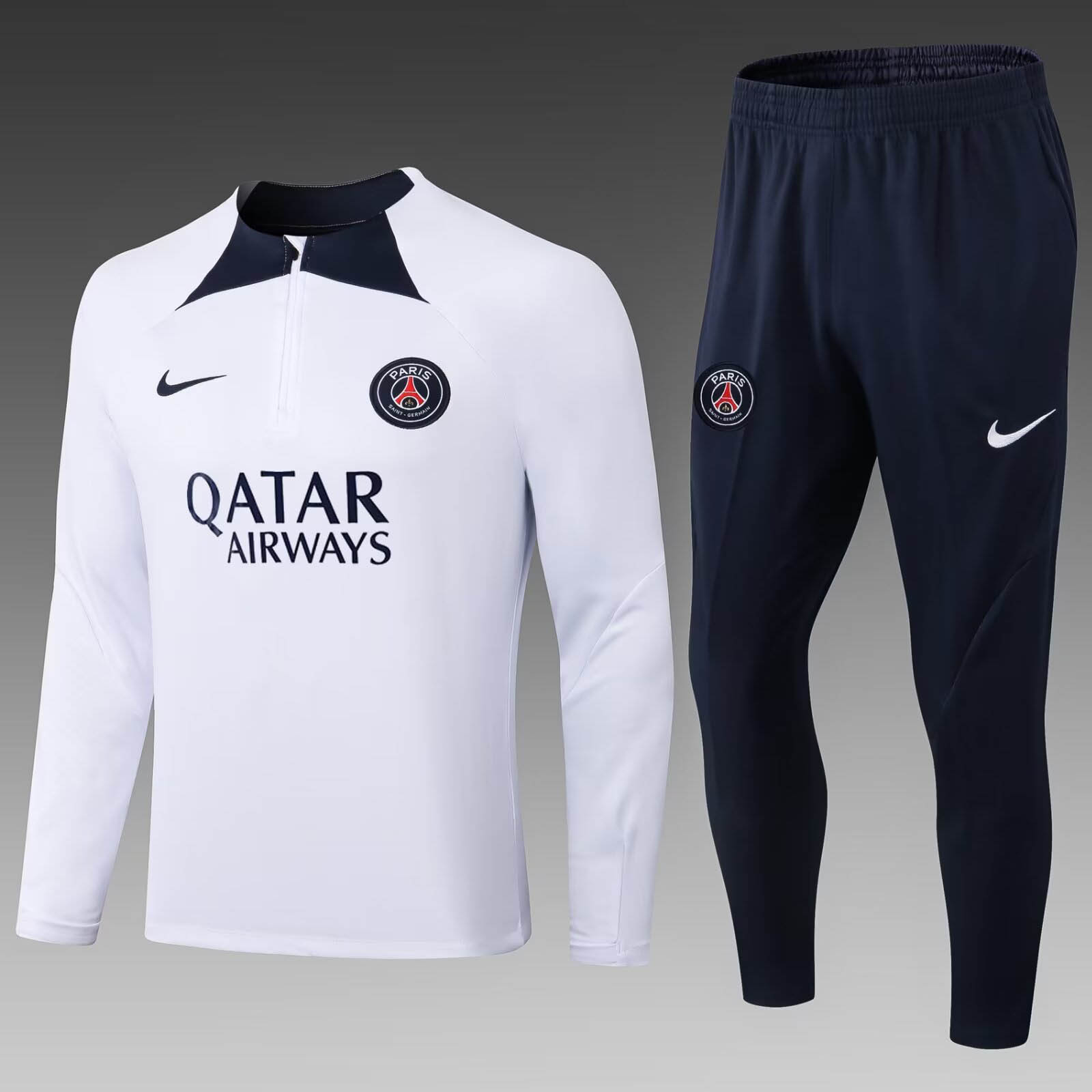 طقم تدريب نصف سحاب Psg Paris Saint-Germain أبيض 2022/2023