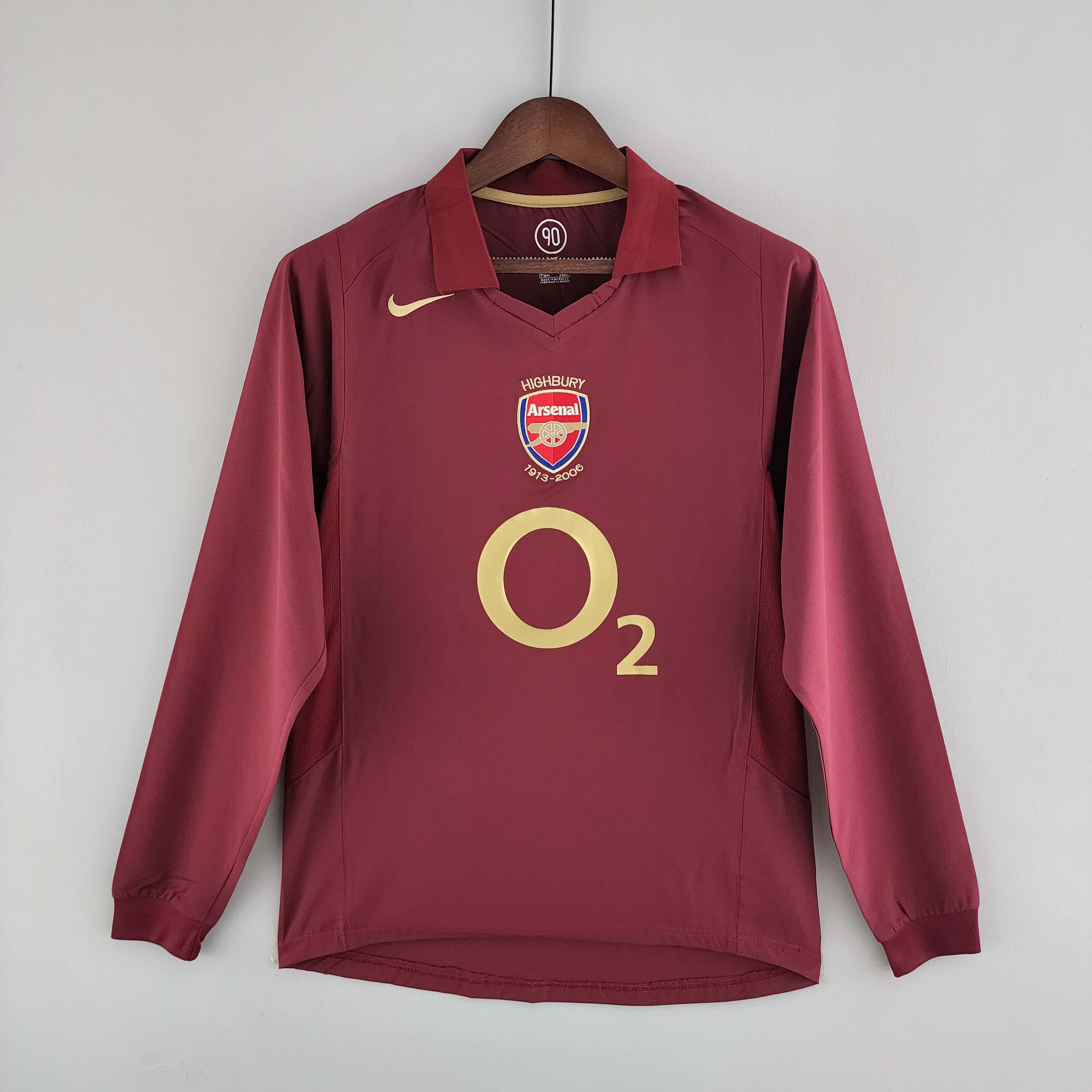Camisa de Futebol Retro Arsenal Home Manga Longa 2005/2006 Qualidade Tailandesa