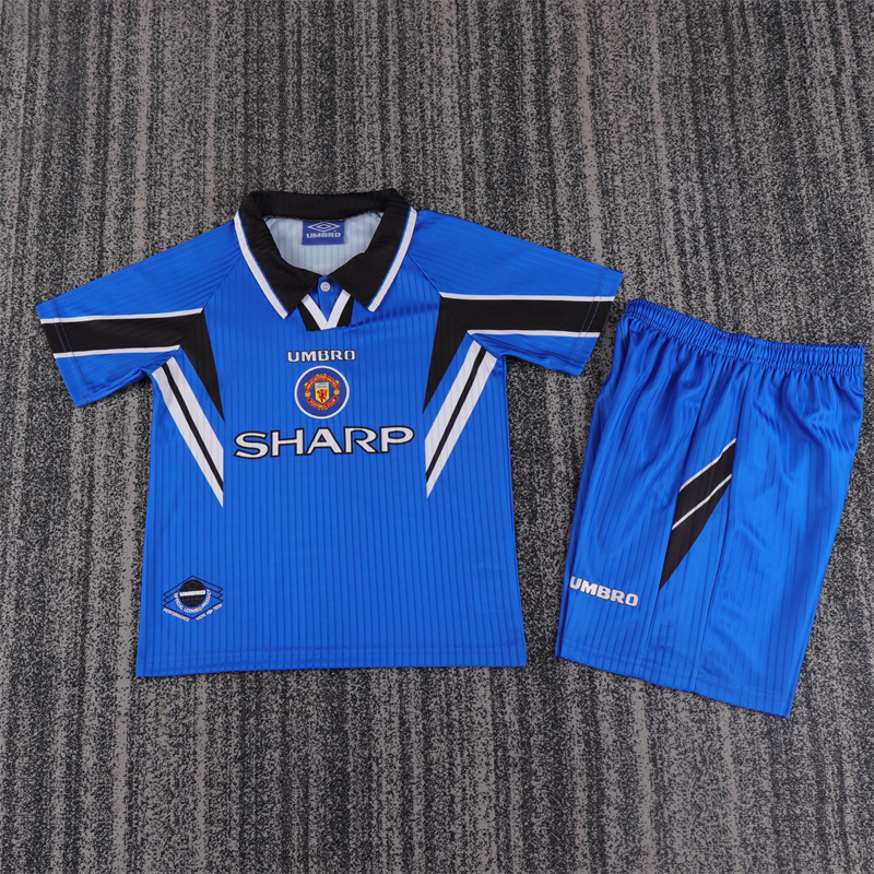 Camiseta de fútbol infantil retro 1996/1998 Manchester United Tercera Visitante Calidad Tailandesa