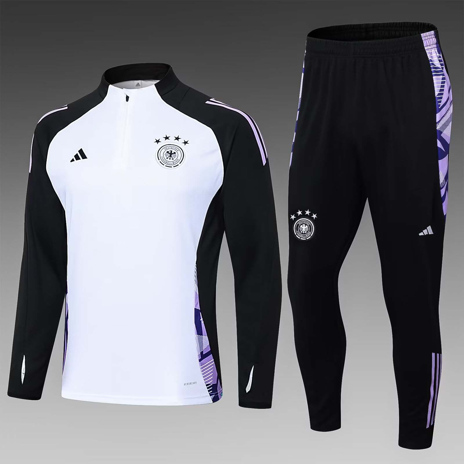 2024-2025 Germany Half-Pull Training Suit White Jersey Set — main view