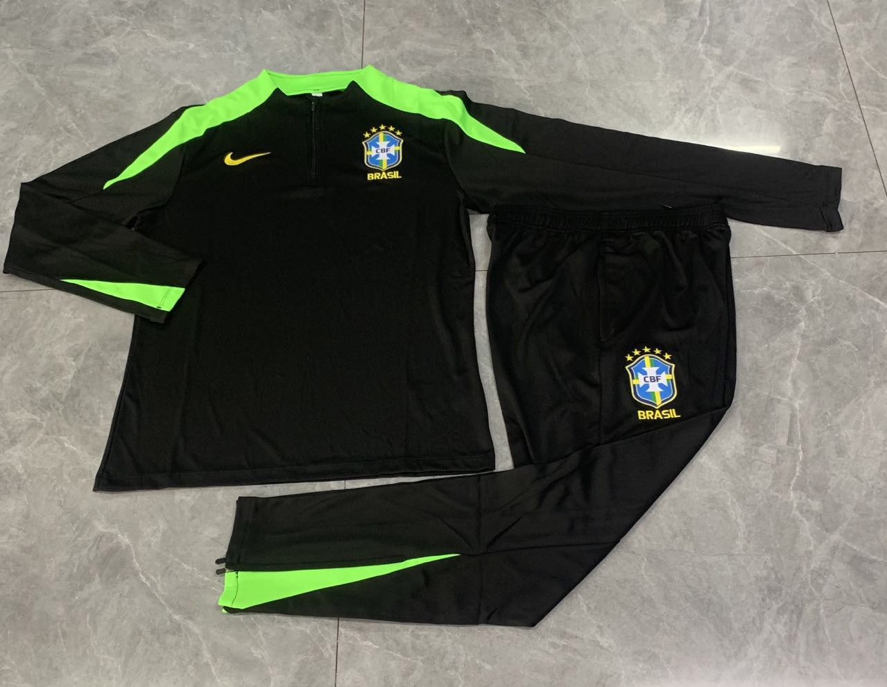 2025/2026 Brazil Half-Pull Training Suit Black Jersey Set — main view