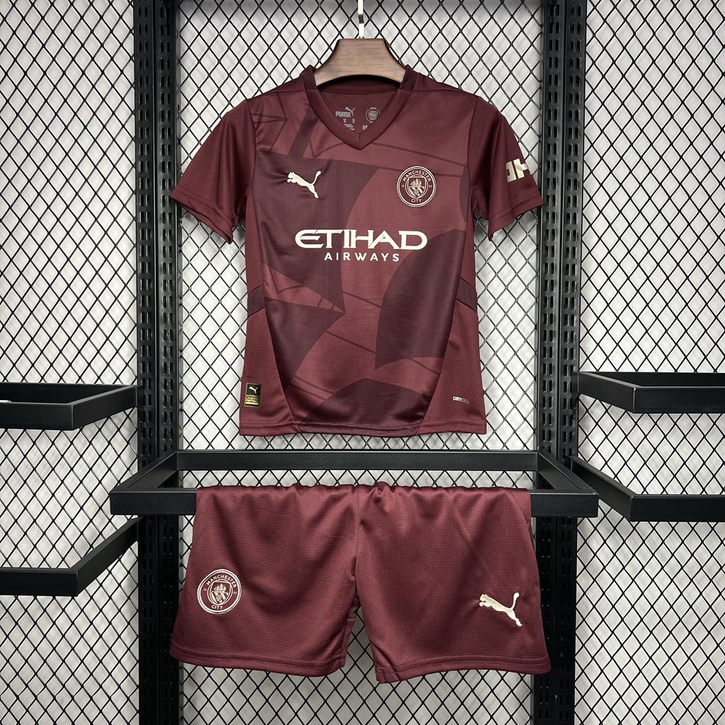 Camisa de Futebol Manchester City Terceira Fora 2024/2025 Qualidade Tailandesa Tamanho Infantil