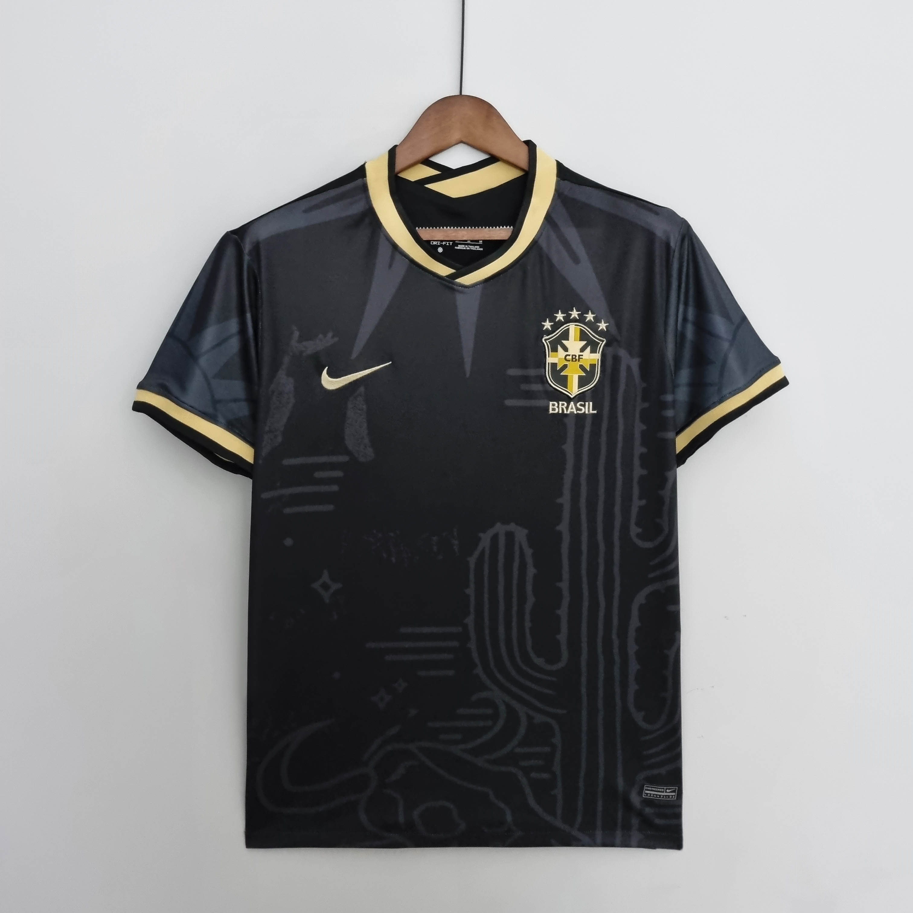 2022 Brazil Special Edition Black Soccer Jersey — main view