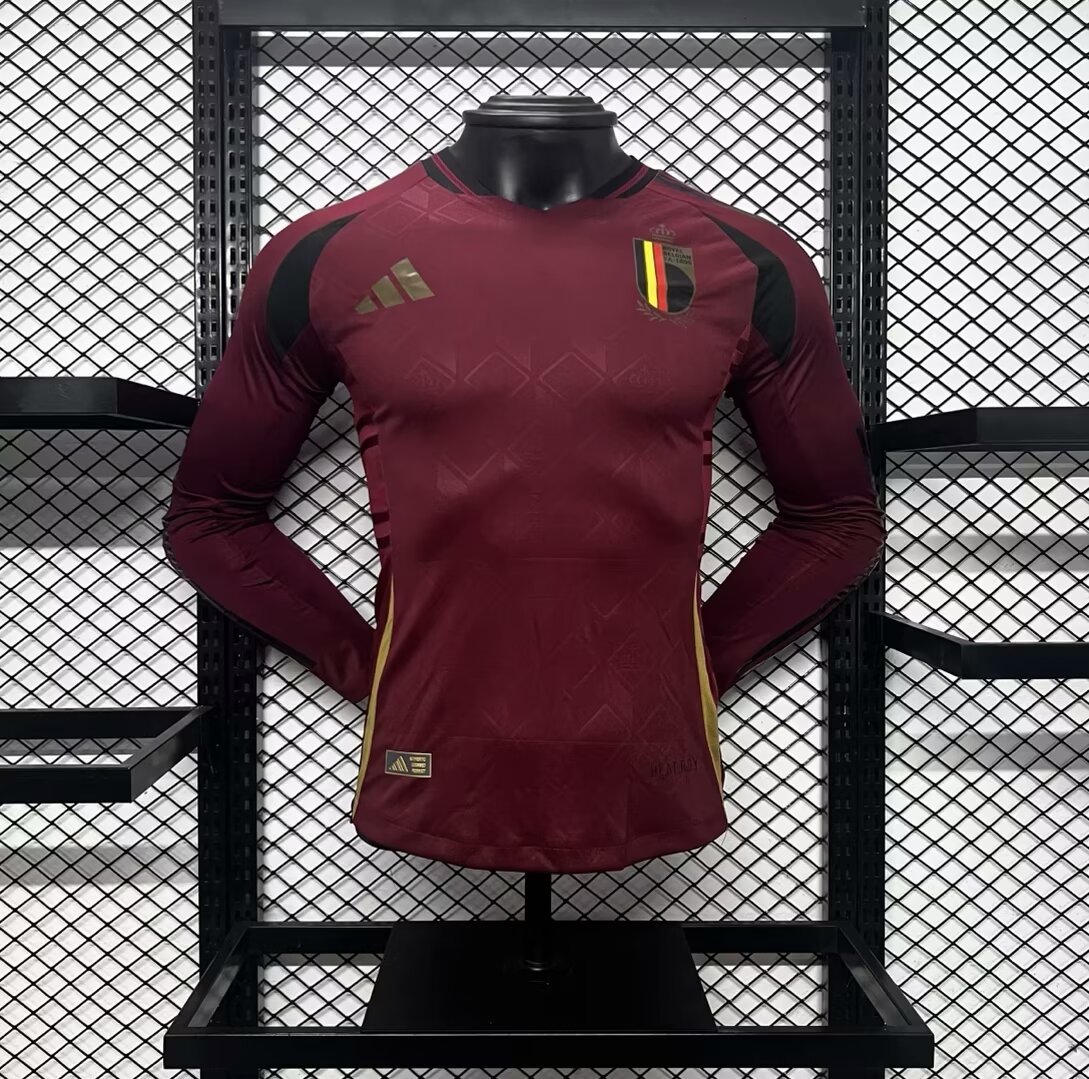 2024-2025 Player Version Belgium National Team Home Long Sleeves Jersey