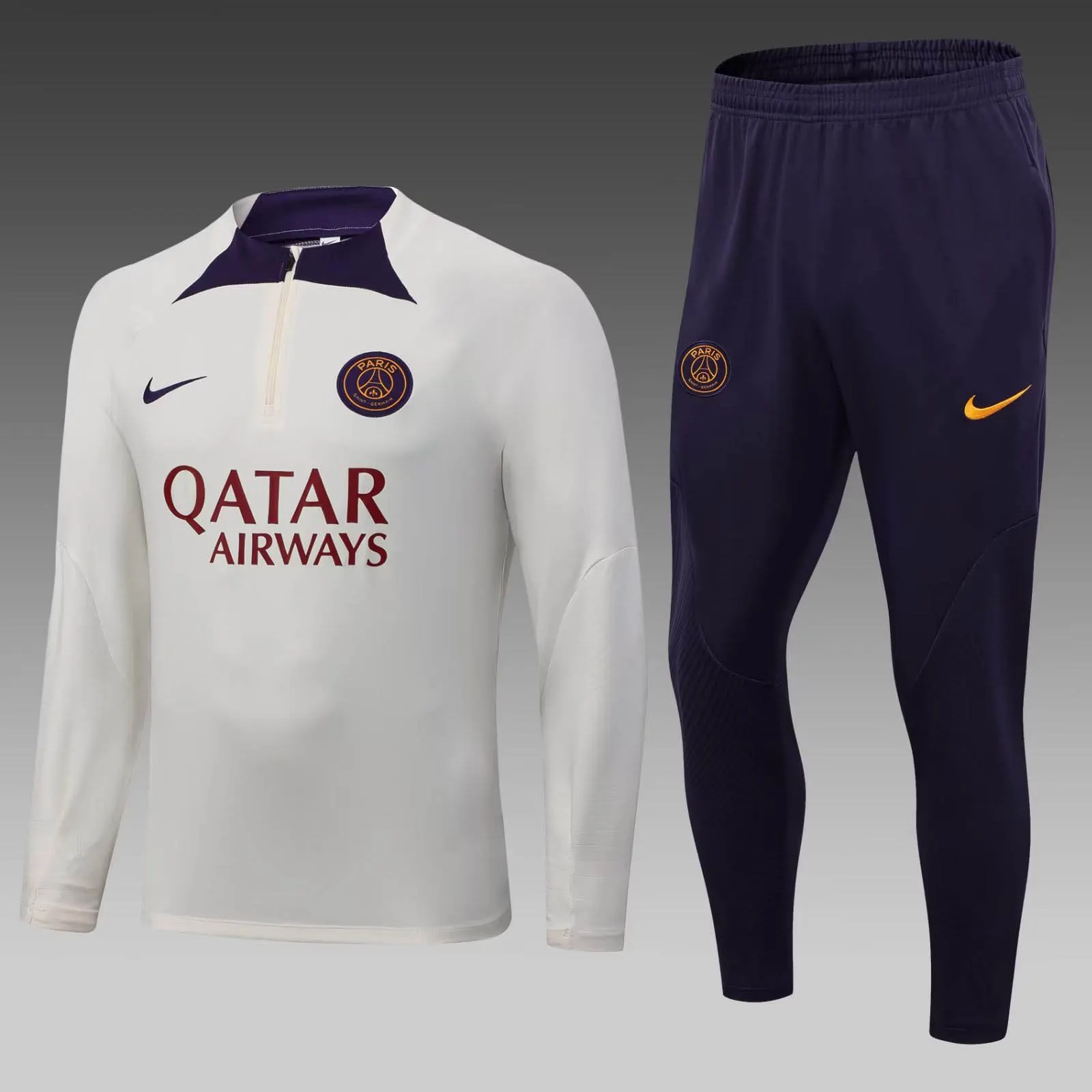 2023/2024 PSG パリ・サンジェルマン ハーフジップトレーニングスーツ オフホワイト セット