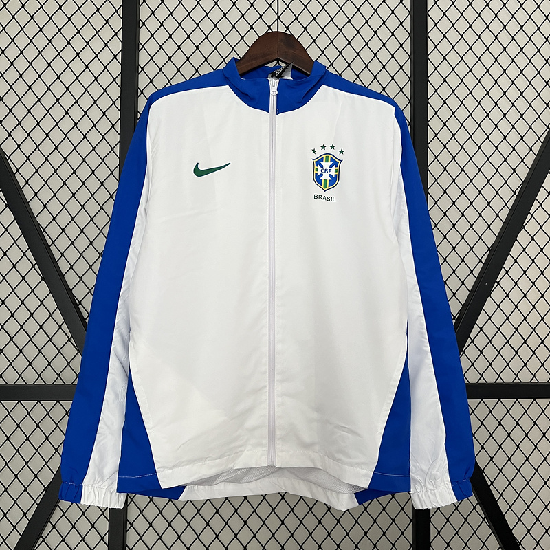 2024 Brazil National Team Windbreaker White And Blue — main view