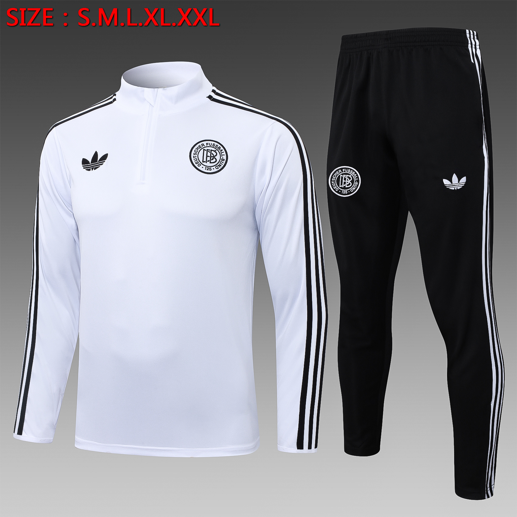 2025 Germany 125th Anniversary Half-Pull Training Suit White Jersey Set
