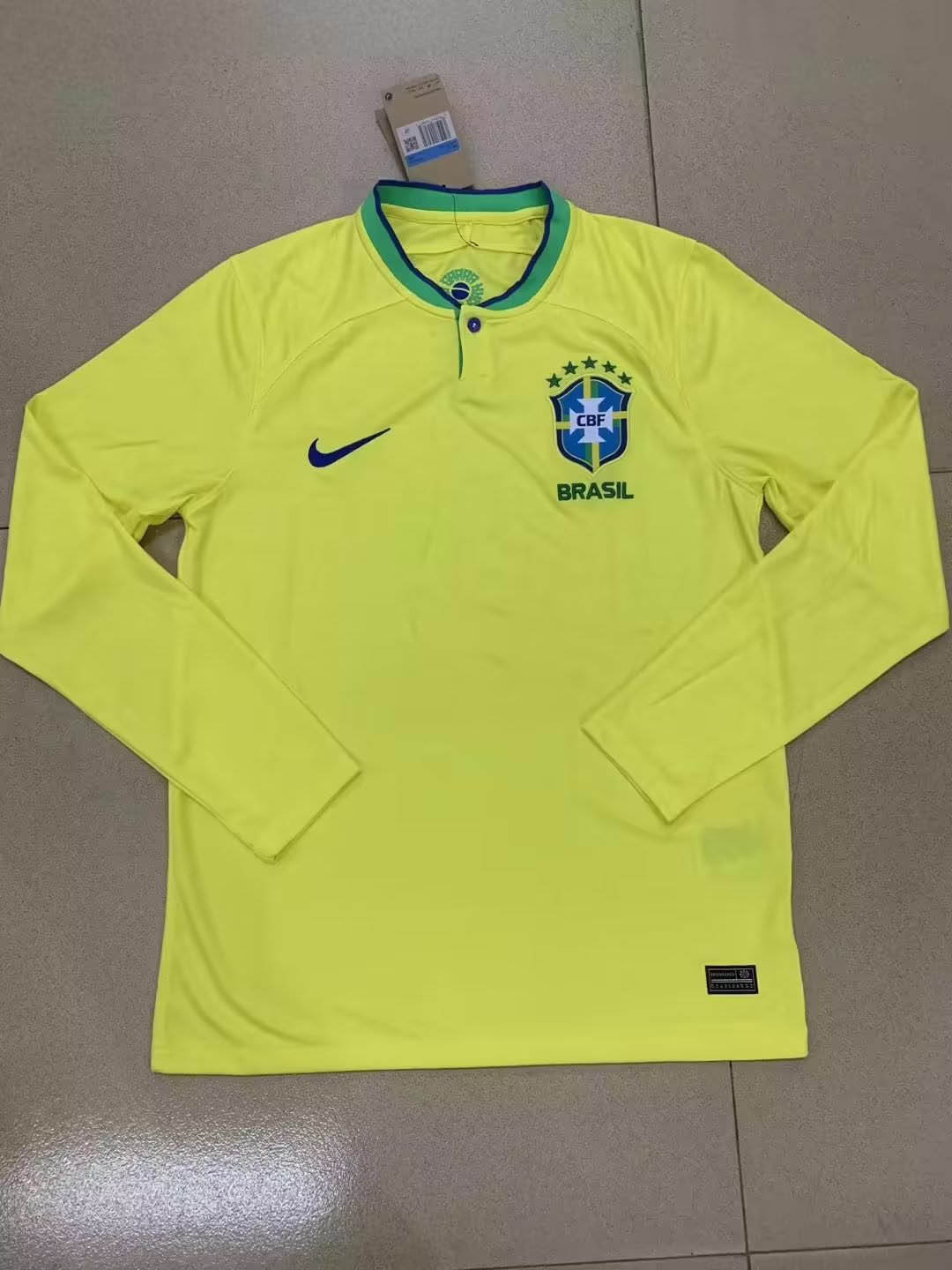 2022 FIFA World Cup Long Sleeve Brazil Home Soccer Jersey — main view
