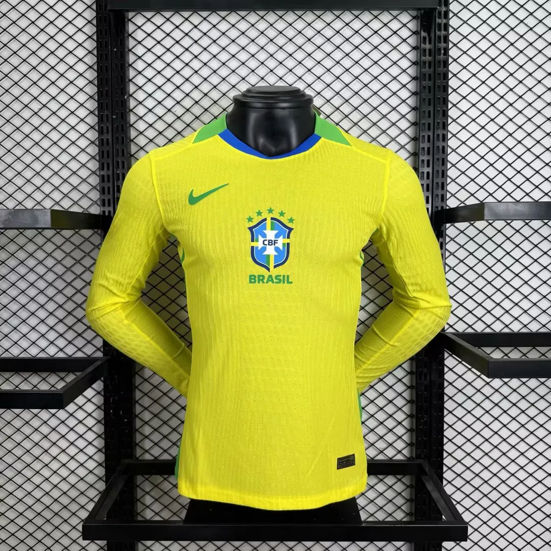 2025/2026 Long sleeves Player Version Brazil Home Football Jersey AAA fan-grade