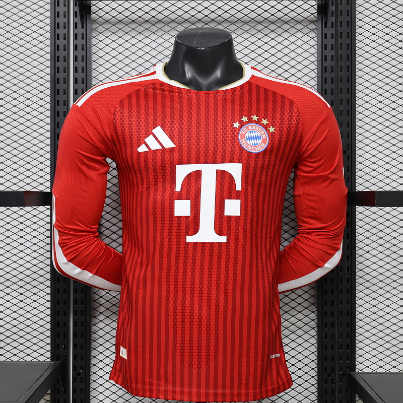 2026/2027 Manga Larga Versión Jugador Bayern Munich Local Camiseta de Fútbol 1:1 Calidad Tailandesa