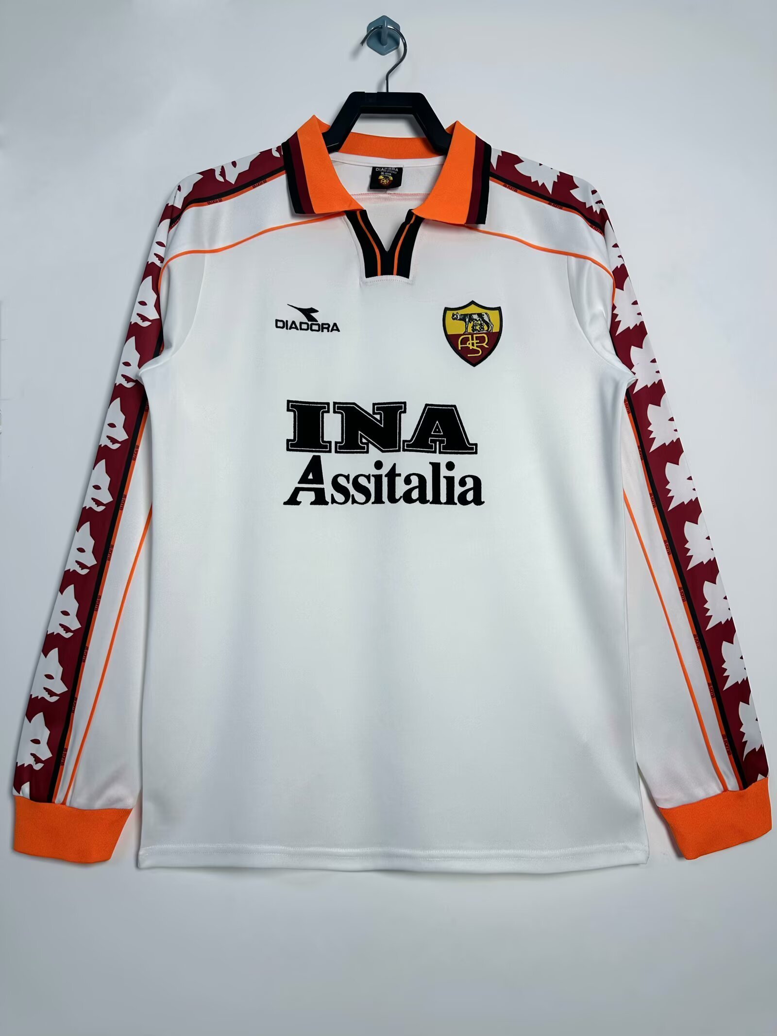 1998/1999 긴팔 레트로 Roma 어웨이 축구 저지 1:1 태국 퀄리티