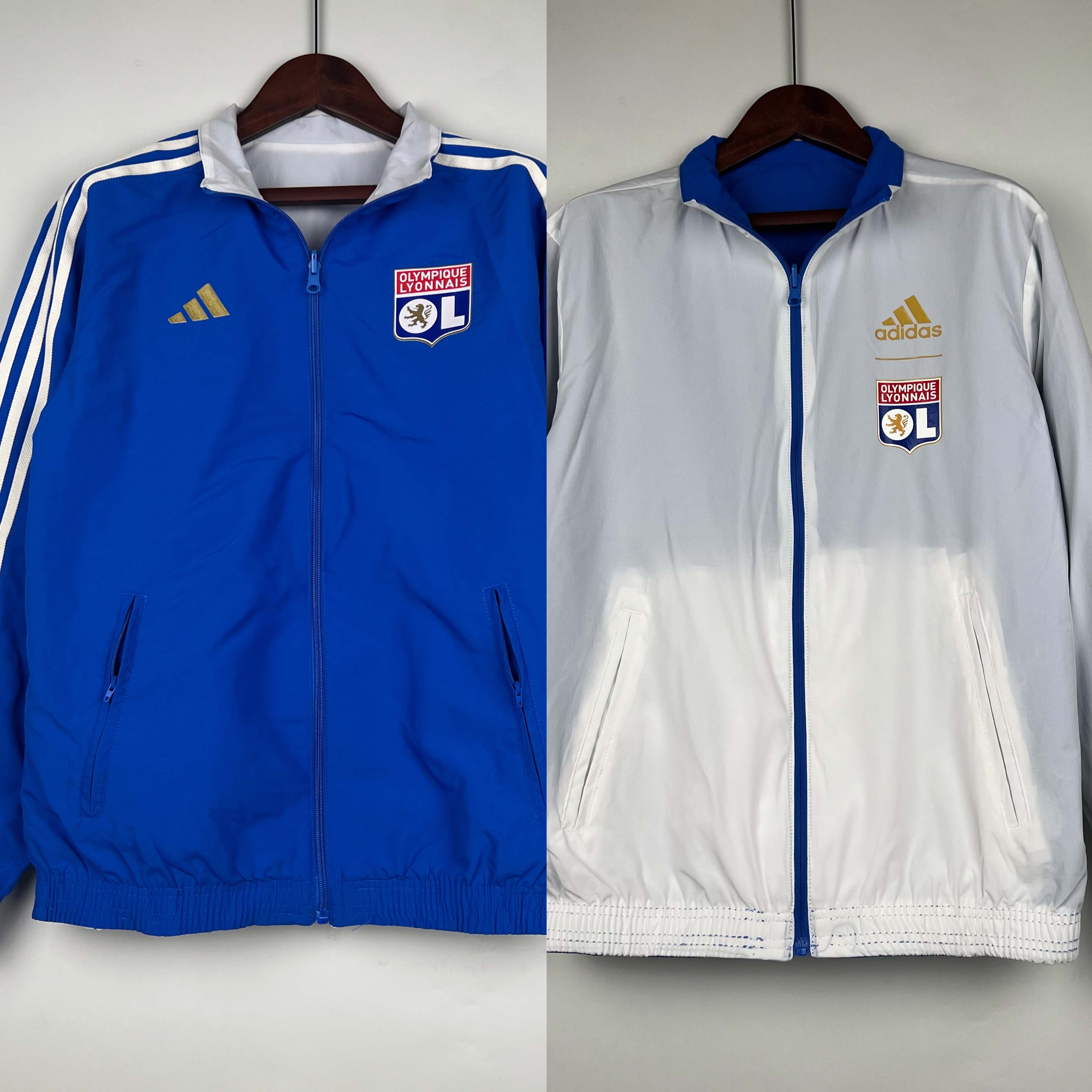 2023/2024 Lyonnais Reversible Windbreaker(Blue-white)Soccer Jersey AAA fan-grade