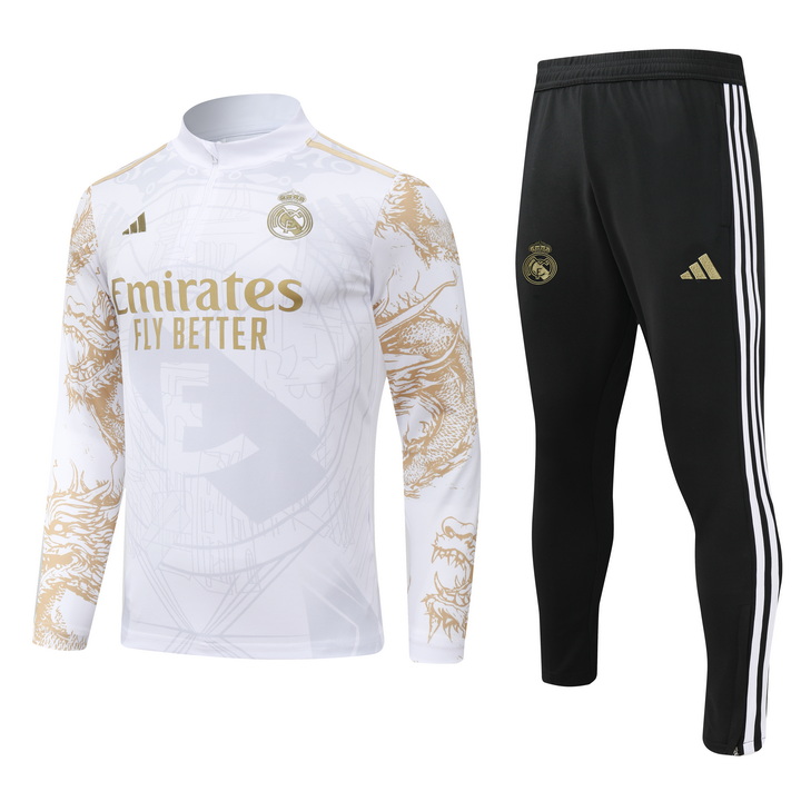 2024/2025 Real Madrid Royal White print special edition Half-Pull Training Suit Football Shirt AAA fan-grade Set