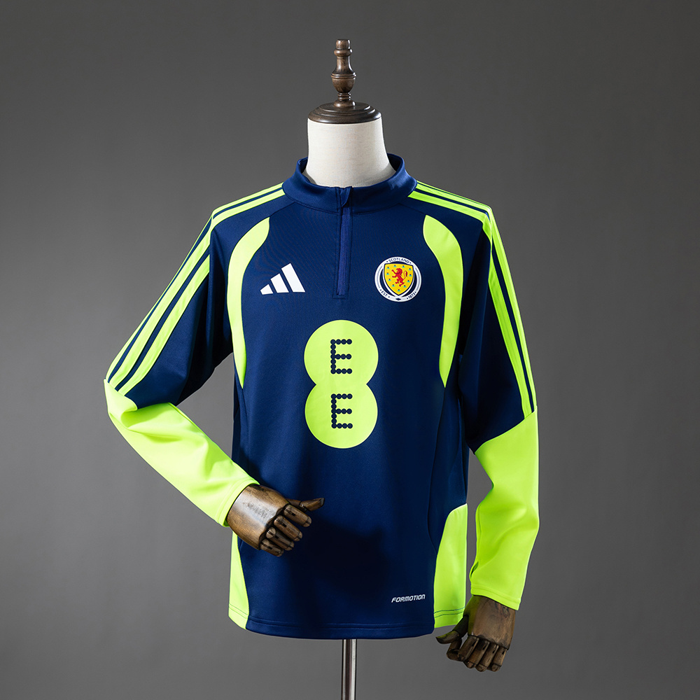 2026 Scotland Training Top Navy Blue & Fluorescent Green AAA fan-grade