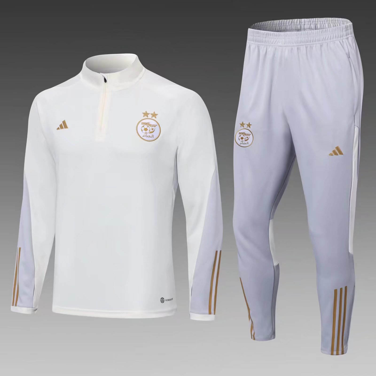2022 Algeria National Team Half-Pull Training Suit White Shirt Set — main view