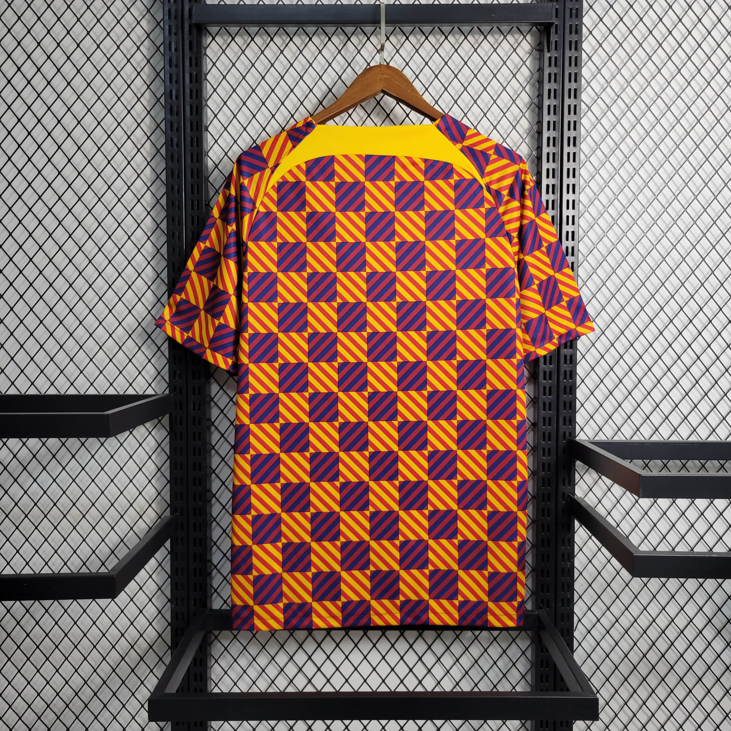 2023/2024 Barcelona Training Wear Striped Plaid Jersey — view 2
