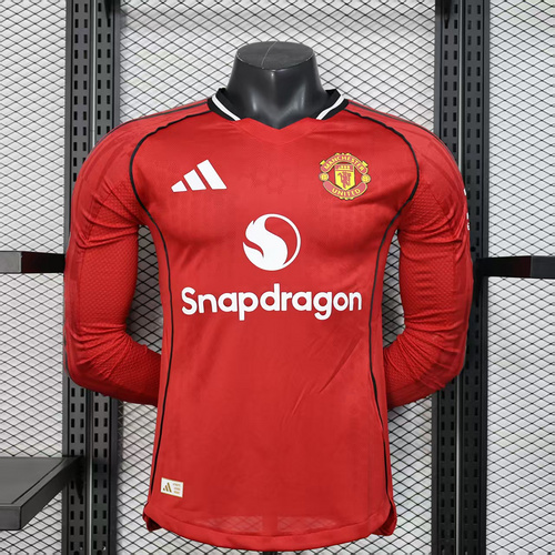 2025/2026 Long Sleeve Player Version Manchester United Home Football Shirt AAA fan-grade
