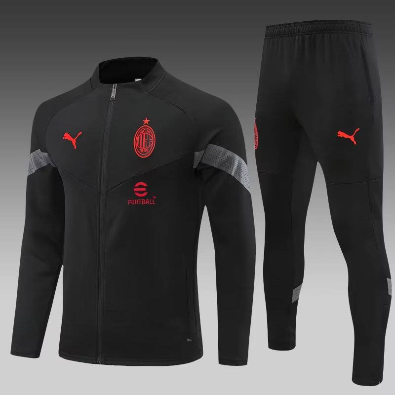 2022/2023 AC Milan Long Zipped Jacket Black Soccer Jersey AAA fan-grade Set
