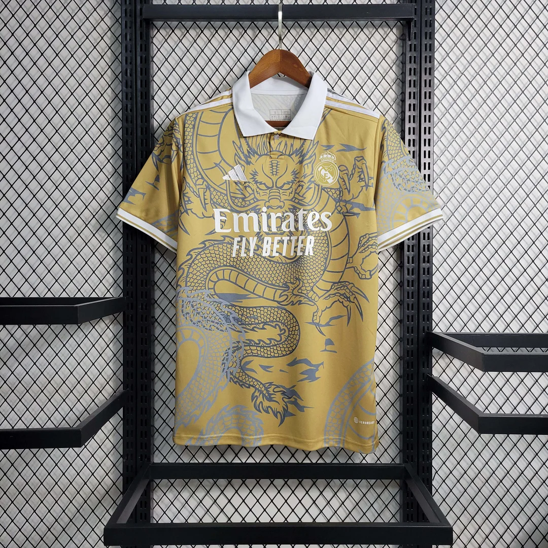 2023/2024 Real Madrid Chinese Gold Dragon Football Shirt — main view