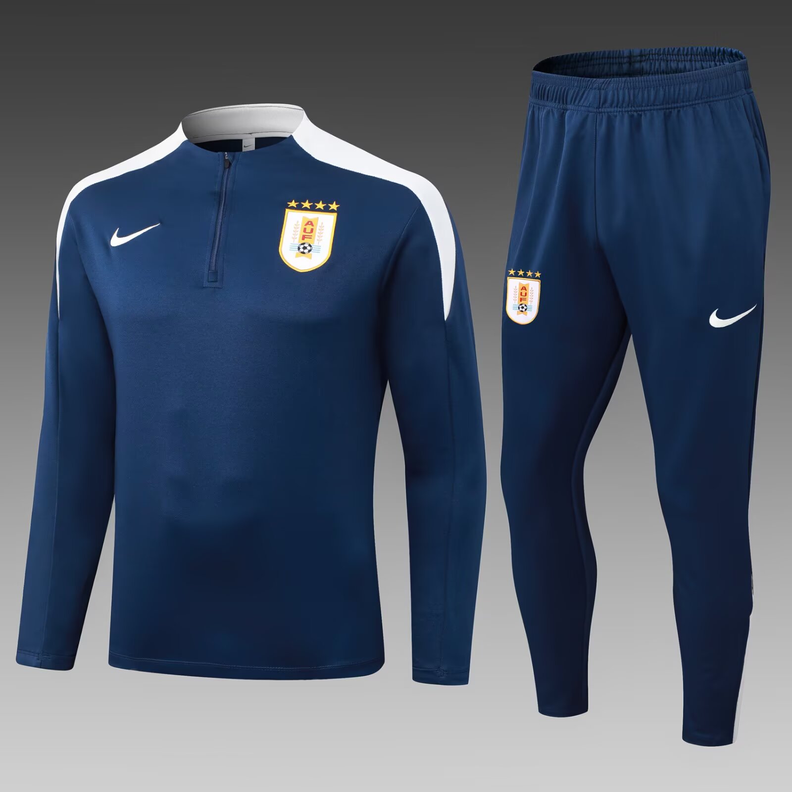 2025 Uruguay Half-Pull Training Suit Royal Blue Football Shirt AAA fan-grade Set
