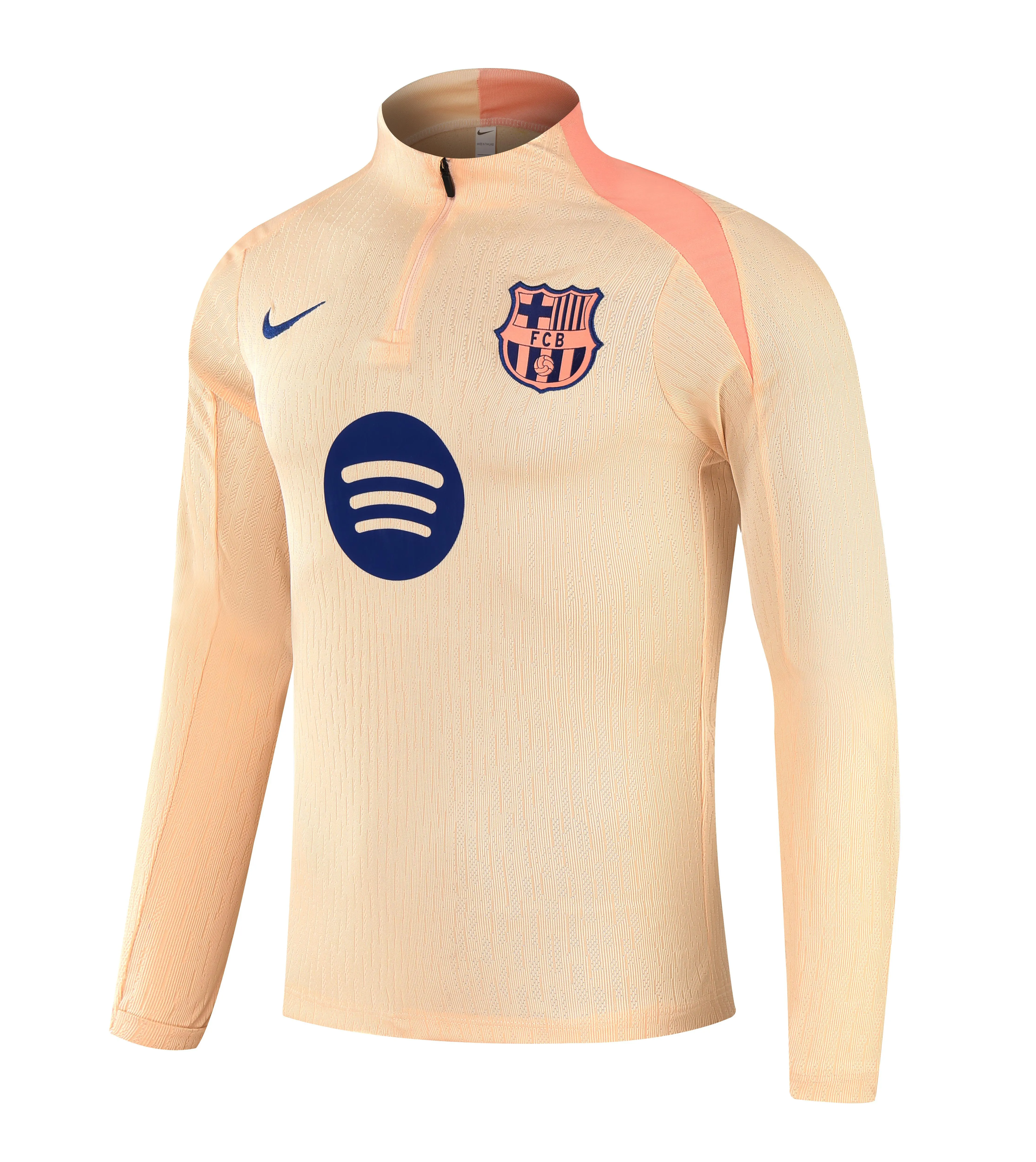 2025/2026 Barcelona beige Half-Pull Training Suit Jersey Set — view 3