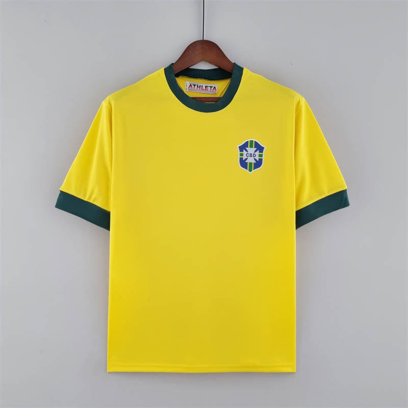1970 Retro Brazil Home Soccer Jersey — main view