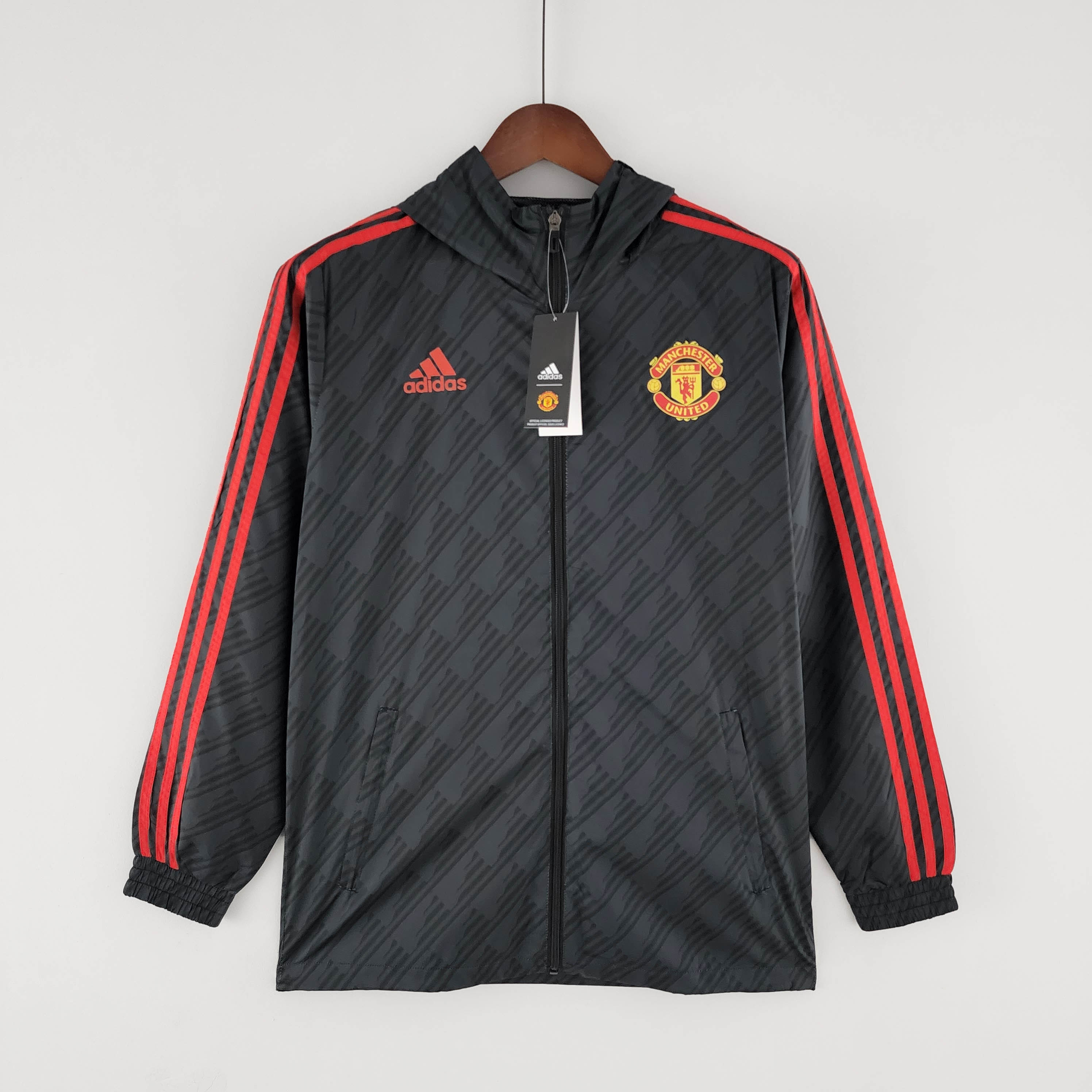 2022/2023 Manchester United Windbreaker Black Red Edge — main view