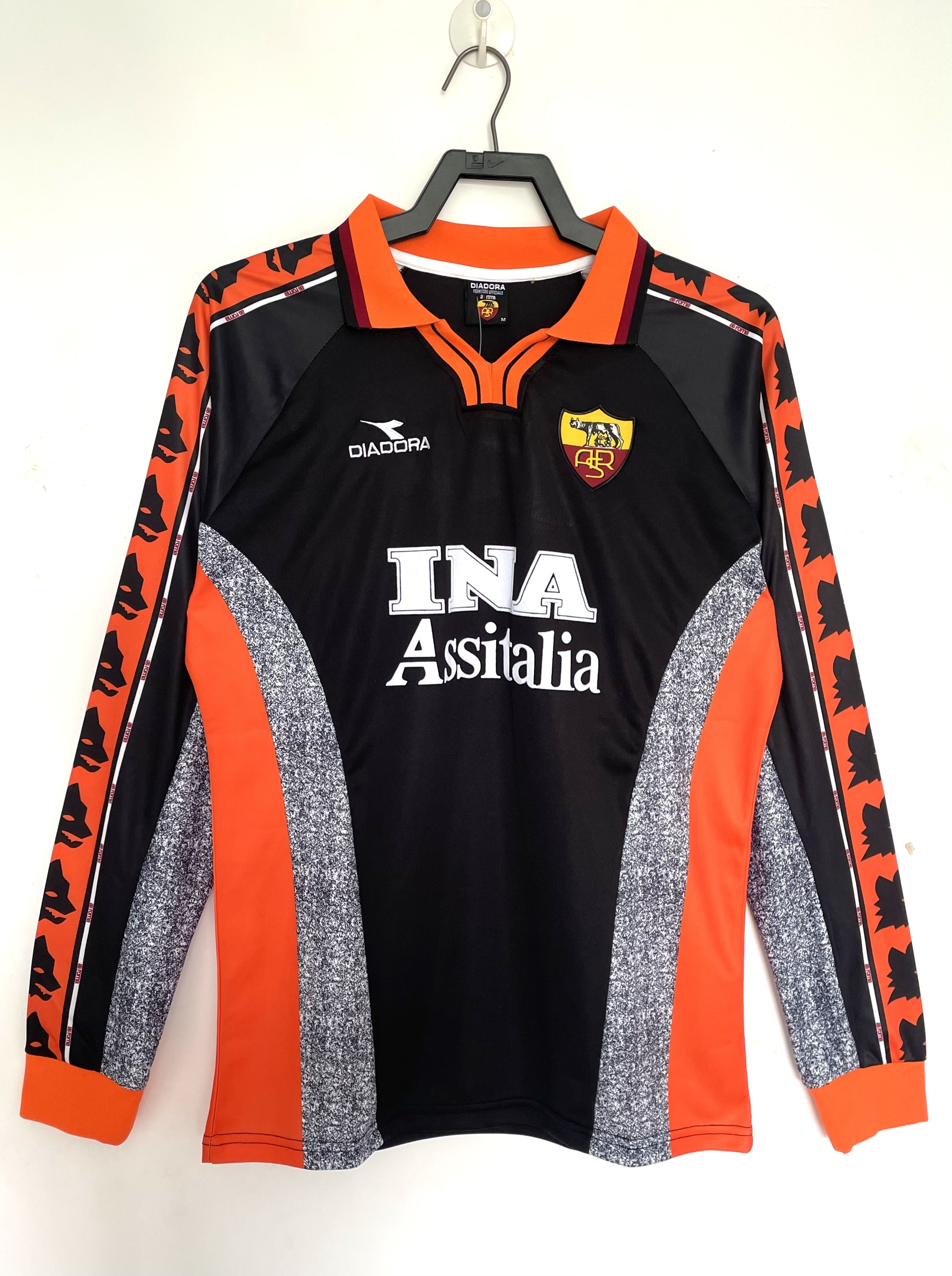 1998/1999 긴팔 레트로 Roma 서드 어웨이 축구 저지 1:1 태국 퀄리티