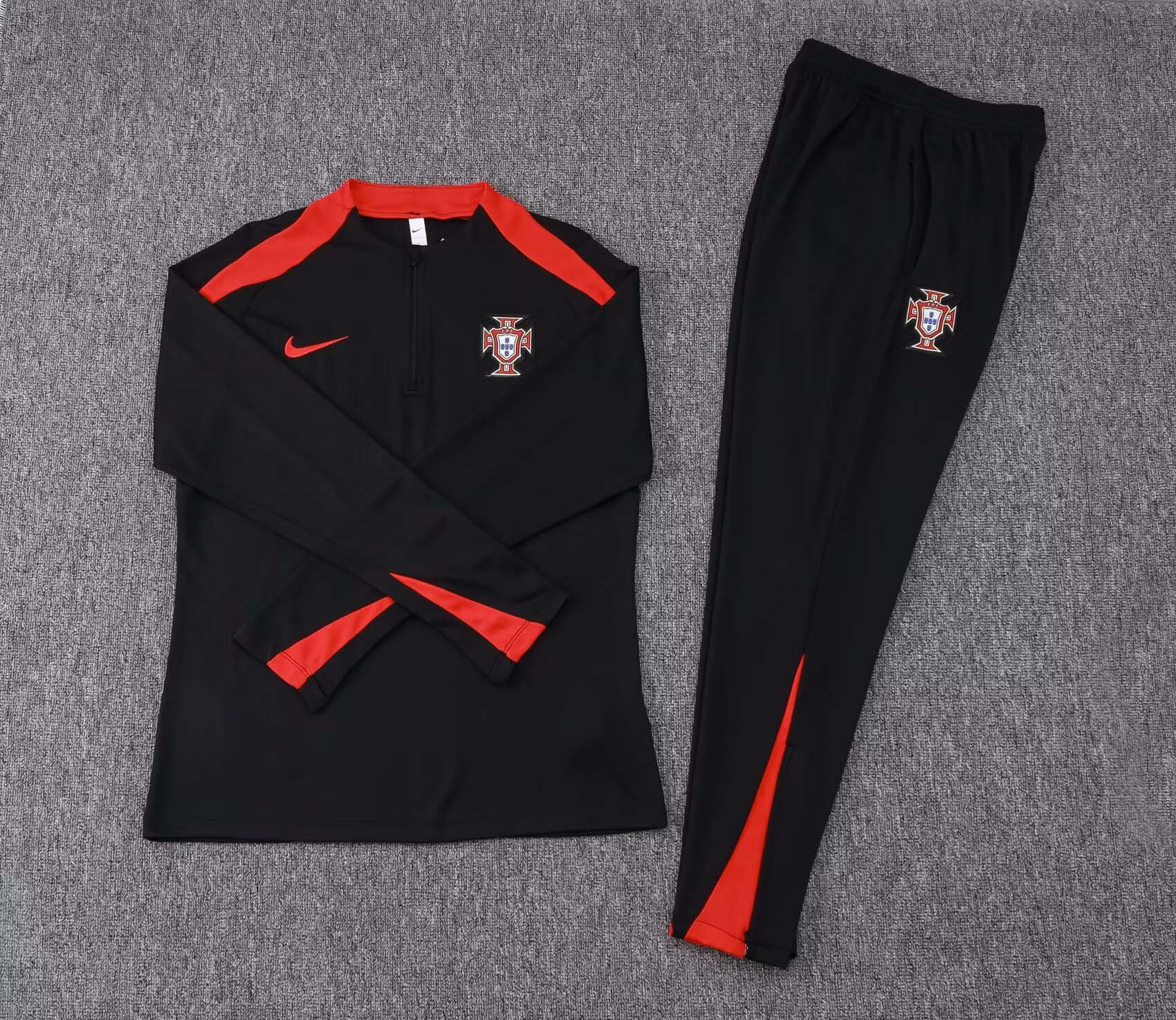 2024 Survêtement Mi-Tirage Noir Portugal Ensemble Maillot — view 3