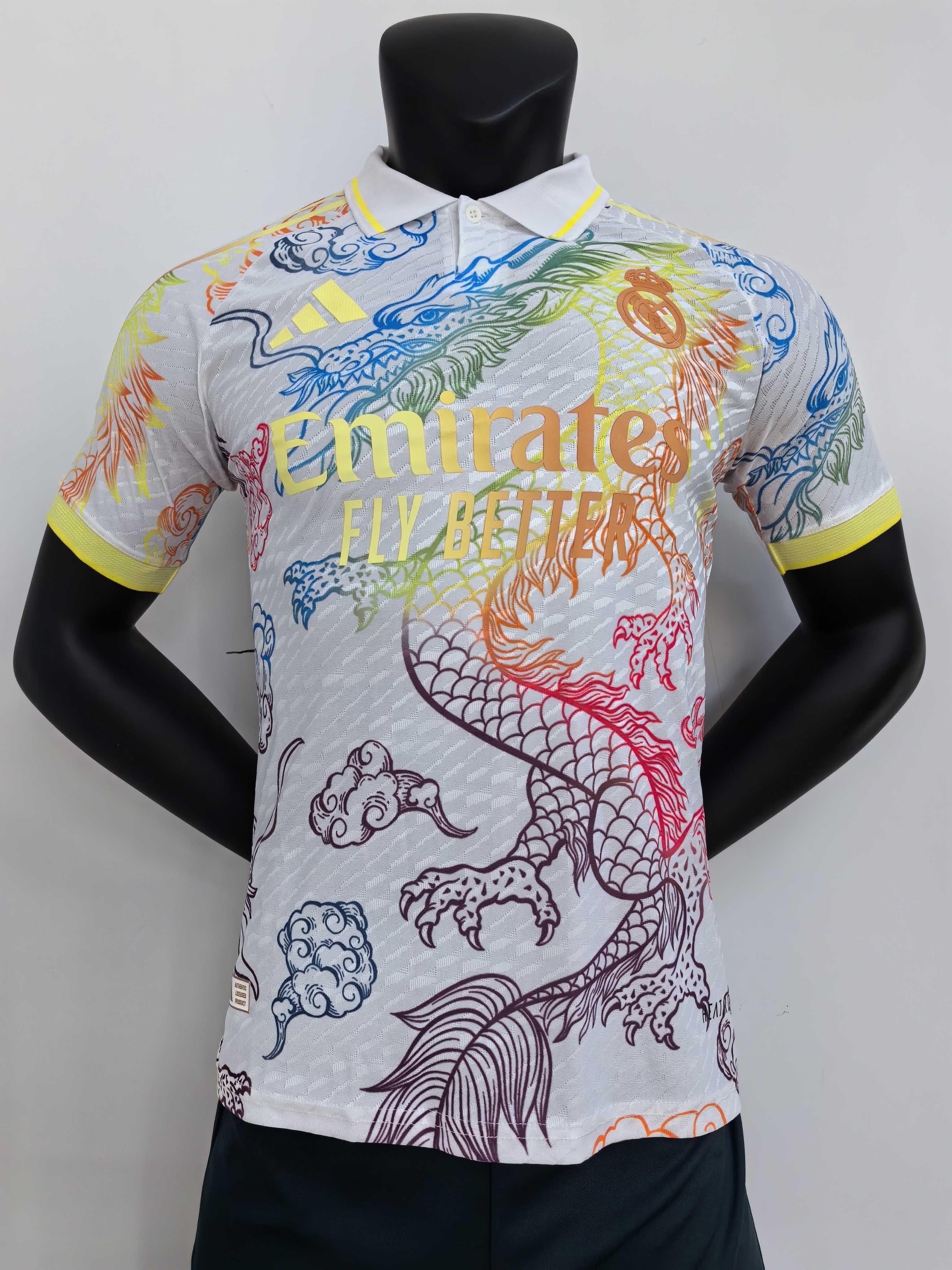 2025/2026 Player Version Real Madrid Colorful Dragon White Special Edition Football Jersey AAA fan-grade