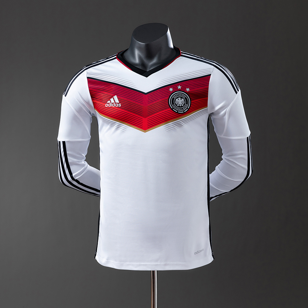 2014 Retro Deutschland Heim Langarm Trikot Spieler Version